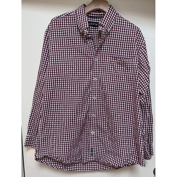 Orvis mens plaid cotton button down shirt size L - Picture 1 of 3